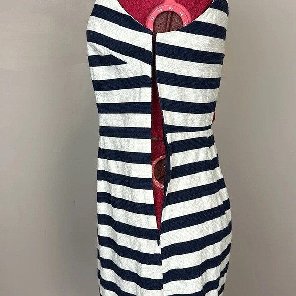 BB Dakota stretch cotton navy white stripe sleeveless fitted mini dress - Picture 11 of 12